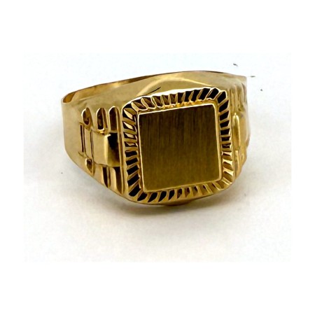Anillo anillo sello cuadrado reborde de oro 18k talla 24